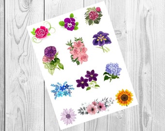 Blumen Printable PDF für DIY Aufkleber - Hochwertige Bilder zur freien Verwendung