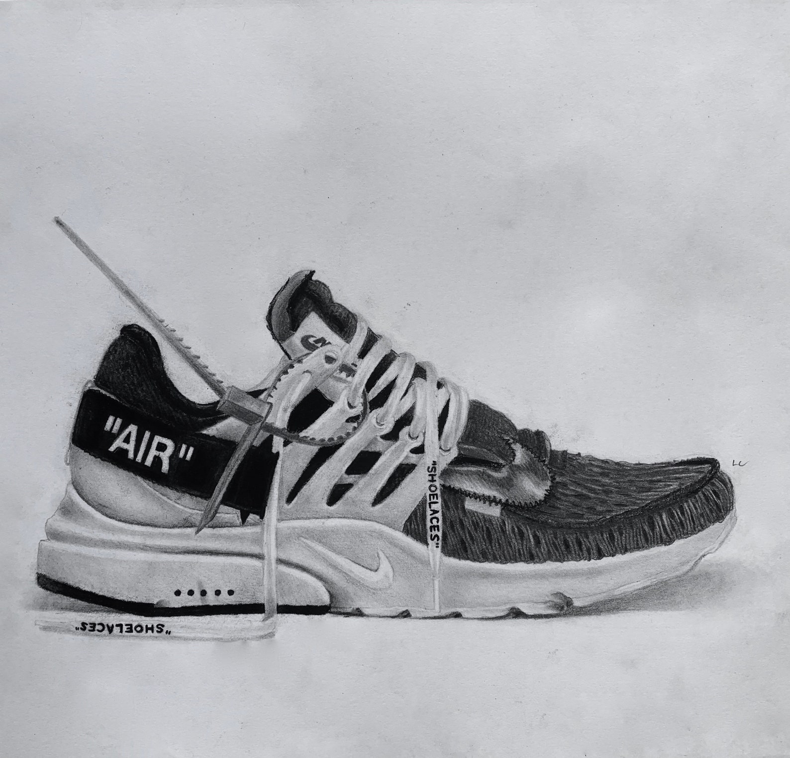 nike off white shoes drawing