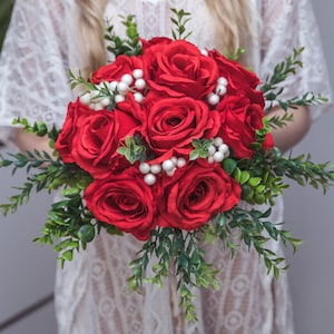 Christmas bouquet, artificial flower bouquet, red roses, artificial flowers, red roses bouquet, artificial wedding bouquet, red flowers