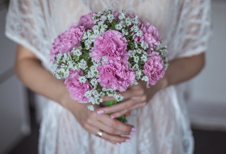 Pink carnation bouquet, pink wedding bouquet, pink flowers bouquet, spring wedding bouquet, artificial pink flowers, pink bridal bouquet Bouquet