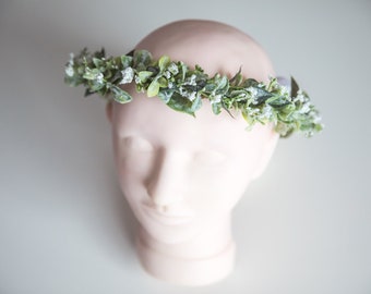 Flower head crown, communion flower crown, floral crown, flower crown, gypsophila head crown, baby's breath flower crown