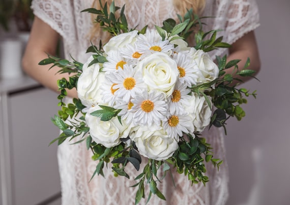 Daisies Bouquet,artificial Daisies Bouquet, Daisy Bridal Boquet,artificial  Wedding Flowers,daisy Bridal Bouquet, Home Decor 