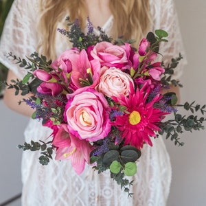 Pink bouquet, artificial flower bouquet, pink roses bouquet, pale pink flowers, faux bouquet, artificial bridal wedding bouquet