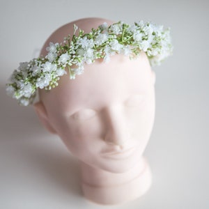 Baby’s breath flower crown, first communion crown, floral crown bridal, festival headband, artificial floral head crown, white flower crown