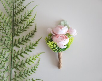 Light pink buttonhole, boho pink buttonhole, artificial buttonhole, delicate buttonhole, boho wedding,  pink buttonhole, pink buttonhole
