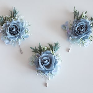 Dusty blue boutonniere for man, baby blue buttonhole, artificial buttonhole, rustic buttonhole, boho wedding, artificial boutonniere