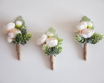 Ivory cream buttonhole, boho pink buttonhole, artificial buttonhole, delicate buttonhole, boho wedding,  ivory buttonhole, cream buttonhole