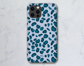 Custodia per telefono con stampa leopardata animale / iPhone 16 15 14 13 12 pro max / Aesthetic Trend Samsung s22 s23 s24 / Cute Pixel / Cool Blue / Cheetah