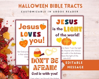キリスト教のハロウィーン福音トラクト、聖書の一節トラクト各種、ハロウィーン聖書カード、秋のフェスティバル、トランク・オア・トリート用のお菓子タグ
