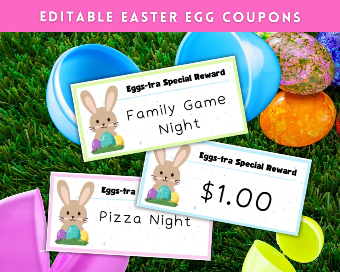 Easter Egg Coupons Printable Easter Egg Tokens Easter Egg Fillers Easter Egg Coupons Printable Easter Egg Tokens Easter Egg Fillers