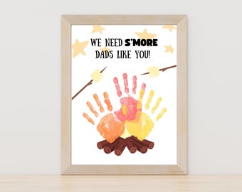 Handprint Smores Father&#39;s Day, Father&#39;s Day Handprint Sign, Handprint Art, Fathers Day Gift from Kids, Handprint Craft, DIY Gift for Dad