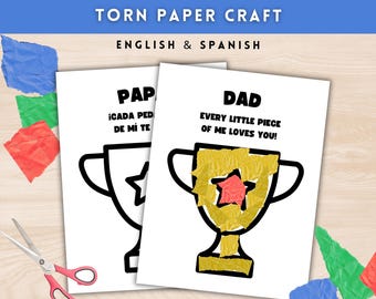 Fathers Day Craft for Preschoolers, Torn Paper Dad Printable, Preschool Activity, English and Spanish Versions, actividad dia de las padres