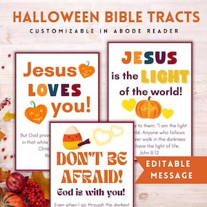 Folhetos do Evangelho Cristão de Halloween, Variedade de folhetos de versículos bíblicos, Cartão de Escritura de Halloween e Etiqueta de Guloseimas para o Festival de Outono, Baú ou Guloseimas
