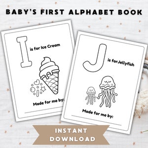 Baby Shower Coloring Book, Baby First ABC Book, Baby Shower Alphabet Book, Baby Shower Coloring Page, Baby Shower Activity Instant Download