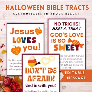 João 3:16 Folhetos do Evangelho Cristão de Halloween, Folhetos com Versículos Bíblicos, Cartões de Escrituras de Halloween para o Festival de Outono, Etiqueta de Tronco ou Guloseimas