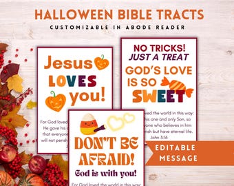 John 3:16 Christian Halloween Gospel Tracts, Bible Verse Tracts, Halloween Scripture Card Handouts for Fall Festival, Trunk or Treat Tag