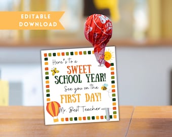 Editable Meet the Teacher Blow Pop Tag, Back to School Lollipop Tag ...