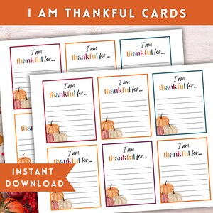 Thanksgiving-kaarten, Thanksgiving-dankbaarheidsspel, perfect voor een Thanksgiving-diner of een potluck, I Am Thankful-kaarten
