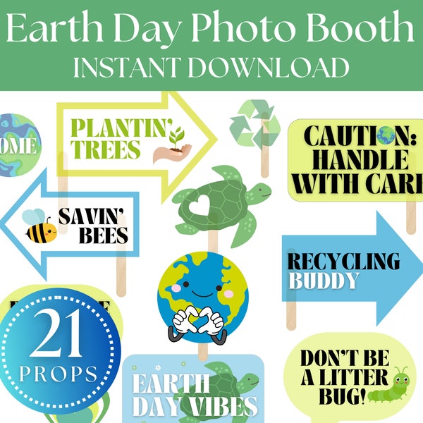 Funny Earth Day Photo Props, Earth Day Photobooth Props, Printable Earth Day Props, Earth Day Photo Booth, Printable Earth Week Props