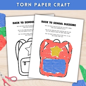 Backpack Blessing, Back to School Craft for Preschoolers, Torn Paper Sunday School Craft, Christian Preschool Activity