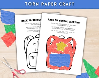 Backpack Blessing, Back to School Craft for Preschoolers, Torn Paper Sunday School Craft, Christian Preschool Activity
