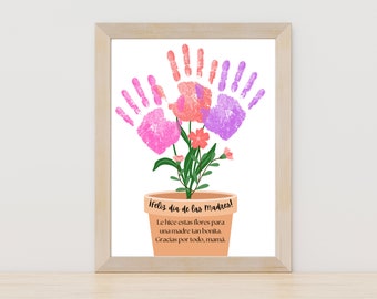 Mother&#39;s Day Spanish Handprint, Dia de las Madres Regalo Para Mama, Mother&#39;s Day Handprint Sign, Handprint Art, Mothers Day Gift Spanish