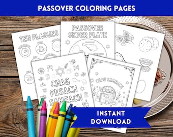 Passover Coloring Pages, Seder Coloring Sheets, Activity Sheets, Coloring Pages for Kids, Passover Printable