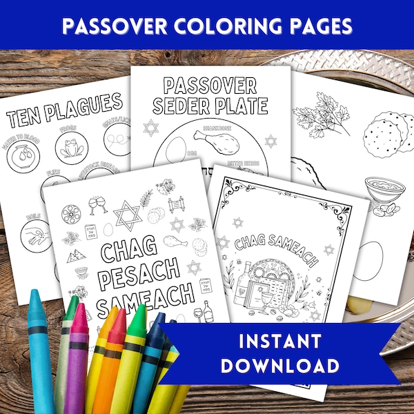 Passover Coloring Pages, Seder Coloring Sheets, Activity Sheets, Coloring Pages for Kids, Passover Printable