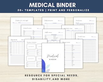 Medical Binder for Chronic Illness, Disability, Life Binder with Health Trackers, Blood Pressure Log, Medication Checklist, Printable PDF