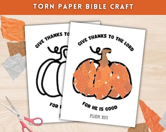 Fall Torn Paper Craft Printable, Thanksgiving Bible Craft, Autumn ...