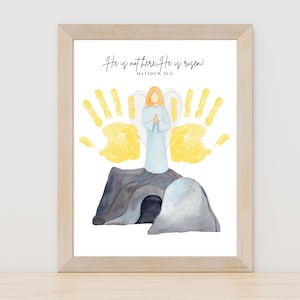 Easter Handprint Craft, Holy Week Printable Handprint Art, He is Risen Sunday School Activity, Christian Preschool