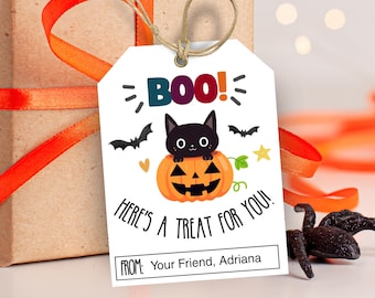 Editable Halloween Gift Tags, Halloween Class Gift, Boo Basket Tag, Halloween Treat Tag, Trick or Treat Favor Tag