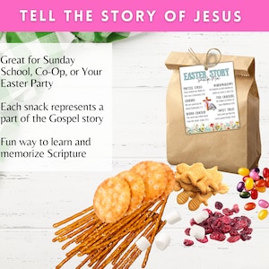 Easter Story Snack Mix Tag, Printable Easter Story Gift Tag, Easter Sunday School Activity image 4