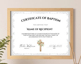 Doopcertificaat bewerkbaar, waterdoopcertificaat katholiek christen, doopcertificaat, bewerkbare certificaatsjabloon