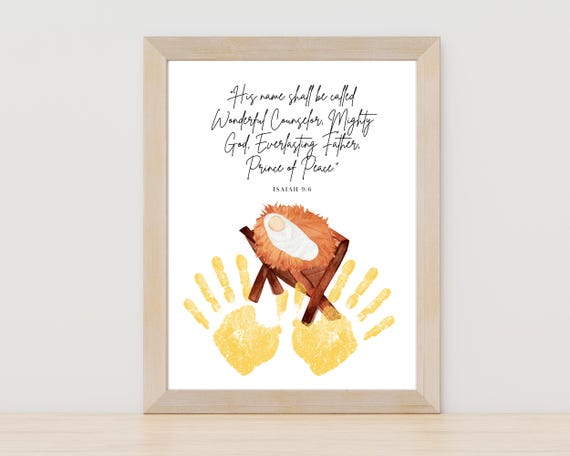 Nativity Handprint Christmas Craft, Baby Jesus Crafts for Bible Class, Christmas Handprint Craft, Christian Preschool Handprint Art