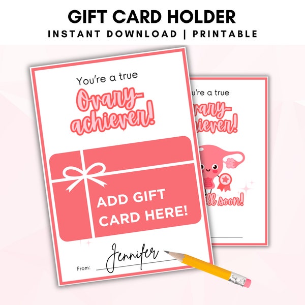 Hysterectomy Gift Card Holder, Get Well Soon Card, Card for Hysterectomy Care Package, PCOS or Endometriosis Recovery Gift