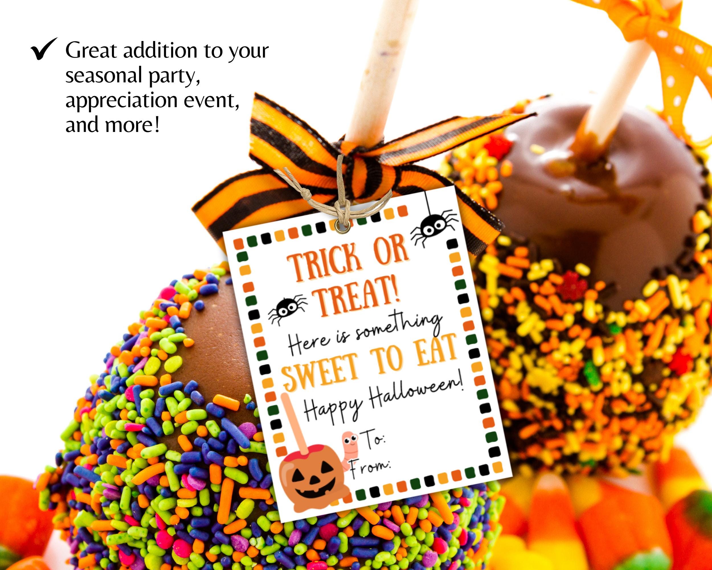 Halloween Caramel Apple Tag, Halloween Gift Tags, Teacher Appreciation ...