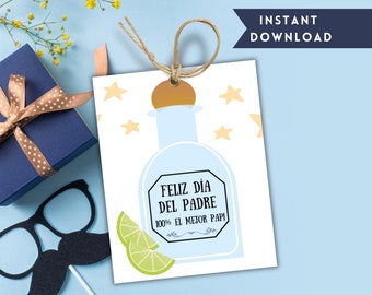Father's Day Gift Tag Spanish, Feliz Dia del Padre Printable Tag, Father's Day Printable Tag, Tarjeta de Feliz Dia Del Padre Papi