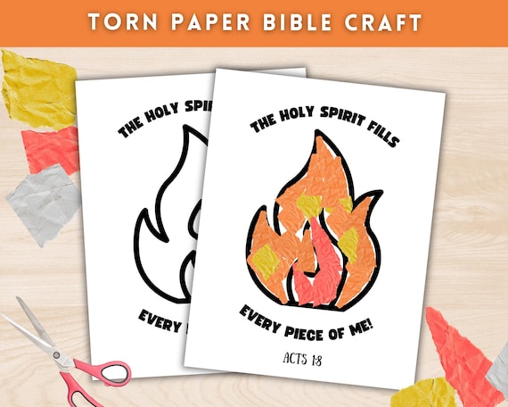 Torn Paper Pentecost Craft for Kids, Christian Preschool Activities, Day of Pentecost  Sunday School Craft, Printable Bible Verse