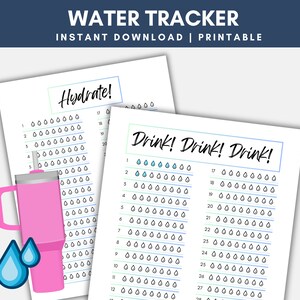 Drinking Water Habit Tracker Printable, Drinking Water Tracker, Water Intake Log, Hydration Goal Tracker