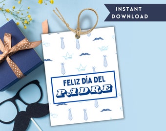 Father's Day Gift Tag Spanish, Feliz Dia del Padre Printable Tag, Father's Day Printable Tag, Tarjeta de Feliz Dia Del Padre Papi