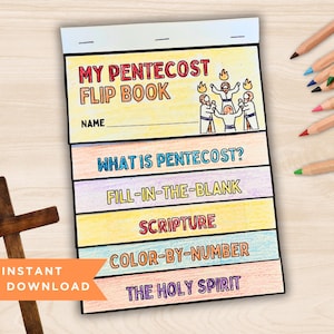 Pentecost Craft for Kids Flip Book, Day of Pentecost Sunday School Craft, Holy Spirit Printable Bible Verse