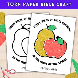 Attività sul frutto dello Spirito con carta strappata, lavoretto per la scuola domenicale di Pentecoste con lo Spirito Santo per la scuola materna cristiana, versetto biblico stampabile