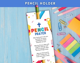 Pencil Prayer Card Pencil Holder, Christian Back to School Student Gift, Sunday School or Meet the Teacher Favor