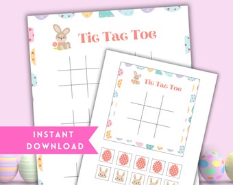 Easter Tic Tac Toe, Easter Printable Games, Kids Activities, Easter Games for Kids, Family Game Night, Easter Coloring,  Games for Seniors