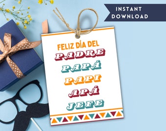 Father's Day Gift Tag Spanish, Feliz Dia del Padre Printable Tag, Father's Day Printable Tag, Tarjeta de Feliz Dia Del Padre Papi