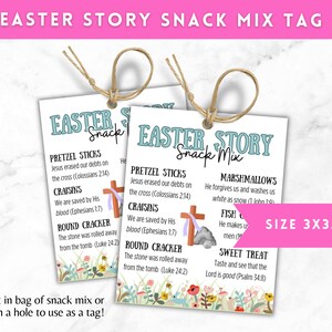 Easter Story Snack Mix Tag, Printable Easter Story Gift Tag, Easter Sunday School Activity image 2