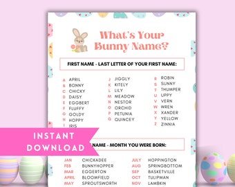 What's Your Easter Bunny Name, Easter Games Printable, Easter Games for Adults and Kids, Easter Printable, Easter Activities, Spring Game