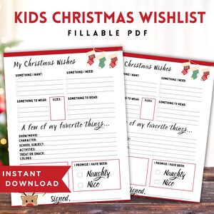 Weihnachtswunschliste druckbar, Favoritenliste, Wichtelliste, Weihnachtswunschliste, Kinderweihnachtsliste, Geschenkfragebogen, Weihnachtsmannbriefe