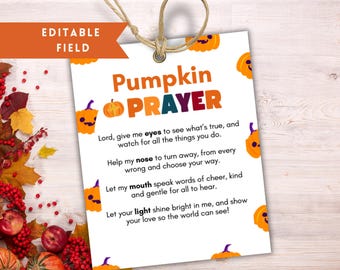 Pumpkin Prayer Tags, Christian Halloween Prayer Cards, Trunk or Treat Tag, Trick or Treat Card
